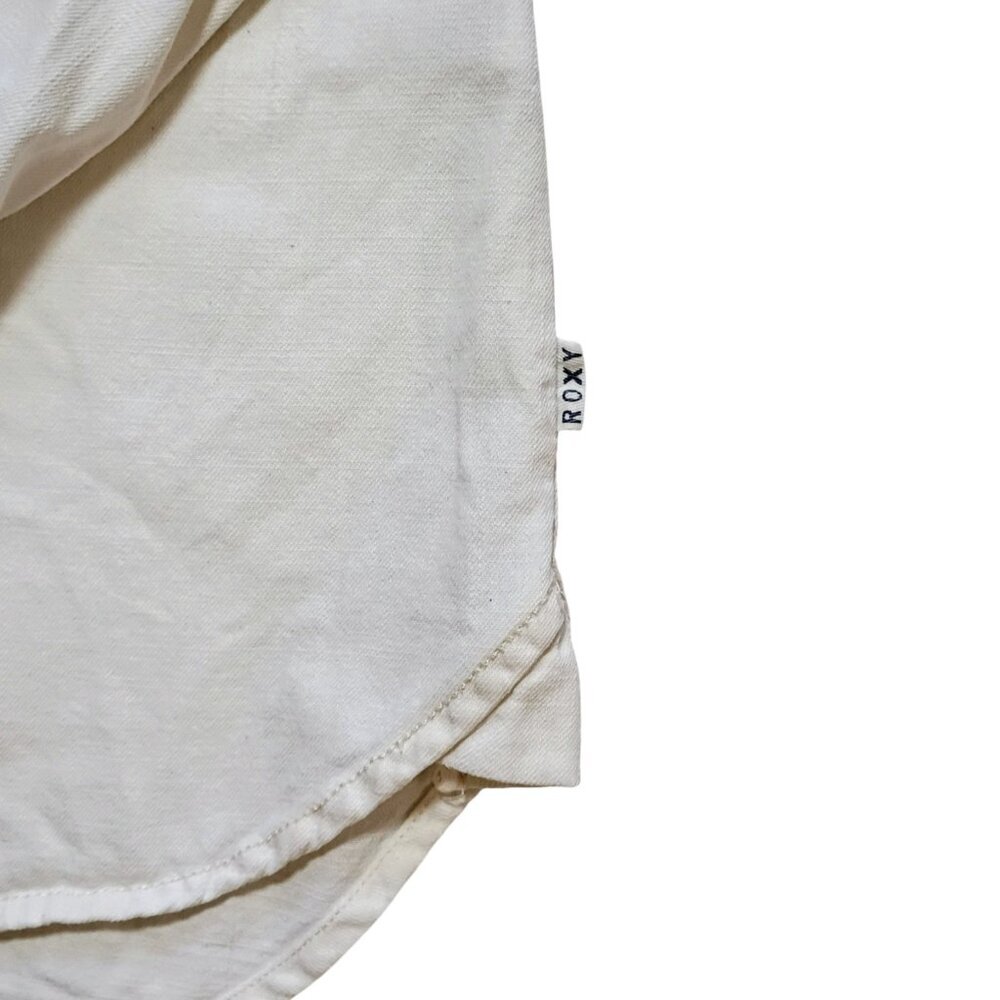 Roxy Women’s Medium Eggshell Distressed Button Up… - image 3